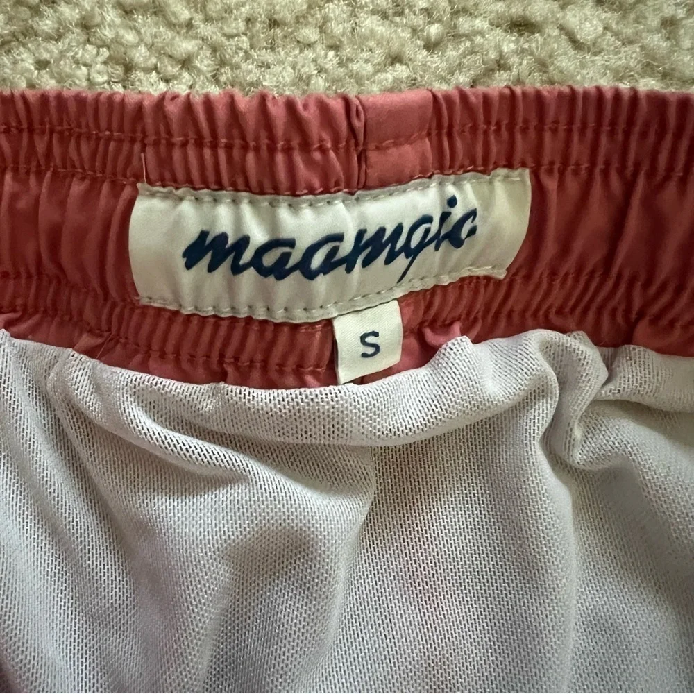 Maamgic Men Swim Shorts Trunks Sz Small 5.5 Quick Dry Pool Beach Coral Flamingo